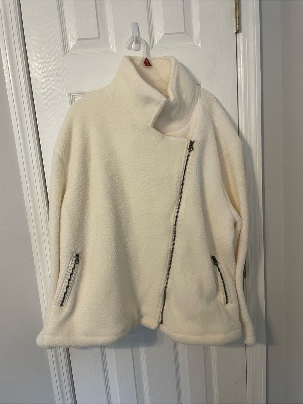 Wonderly Cream Asymmetrical Zip Teddy Fleece Jacket Size 3X